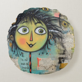 Cojín Redondo ArtLady 17 Encantadora y angustiada