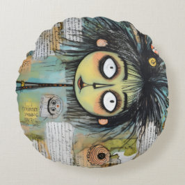 Cojín Redondo ArtLady 18 Encantadora y angustiada