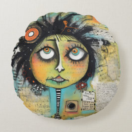 Cojín Redondo ArtLady 19 Encantadora y angustiada