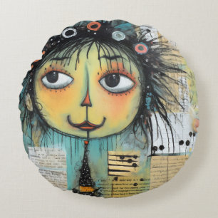 Cojín Redondo ArtLady 1 Encantadora y angustiada