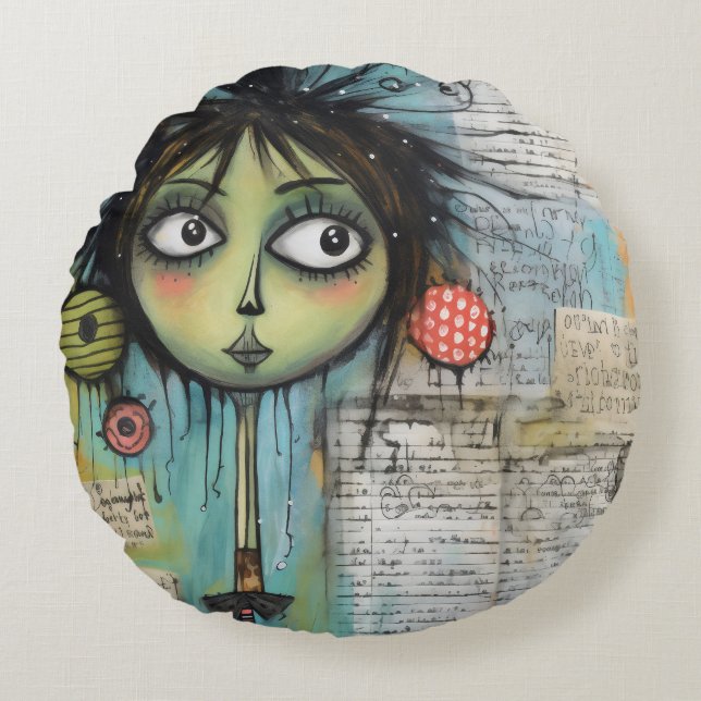Cojín Redondo ArtLady 20 Encantador y afligido (Anverso)