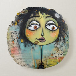 Cojín Redondo ArtLady 26 Encantadora y angustiada
