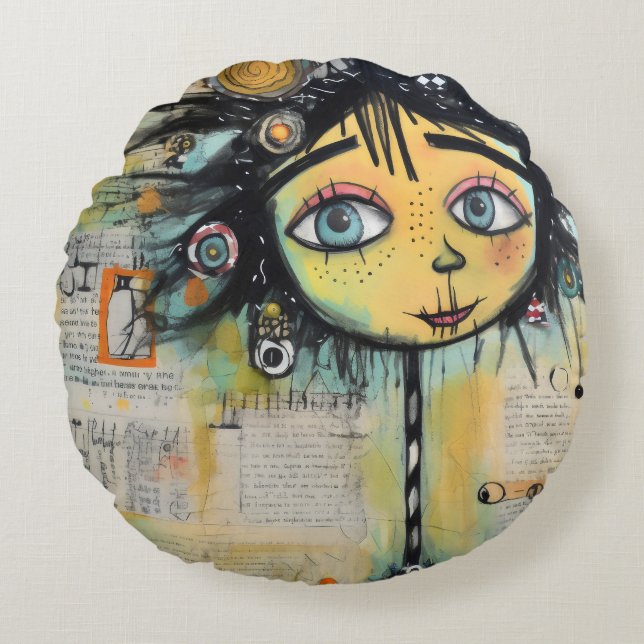 Cojín Redondo ArtLady 28 Encantador y afligido (Anverso)