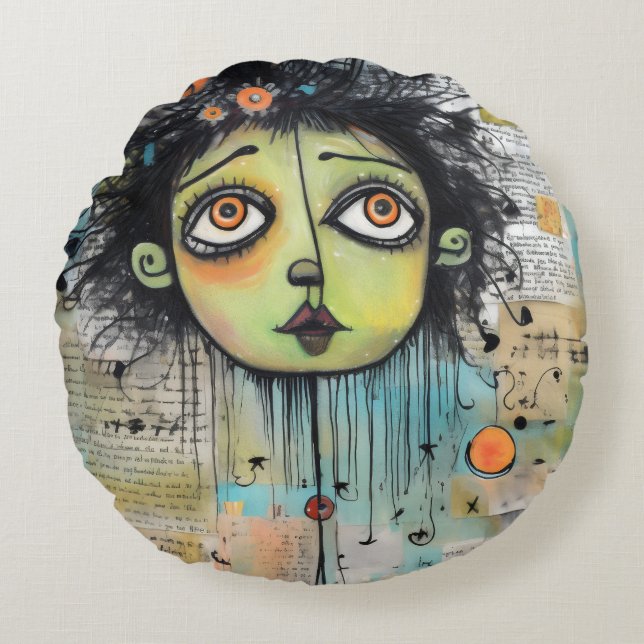 Cojín Redondo ArtLady 29 Encantador y afligido (Anverso)