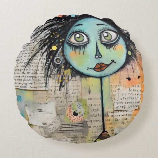 Cojín Redondo ArtLady 2 Encantador y afligido (Anverso)