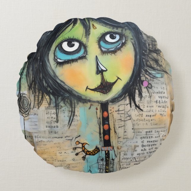 Cojín Redondo ArtLady 5 Encantador y afligido (Anverso)