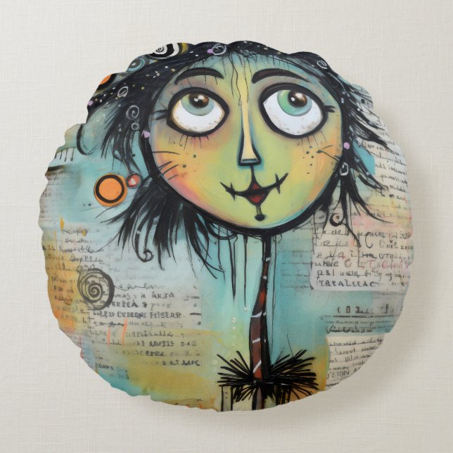Cojín Redondo ArtLady 9 Encantador y afligido (Anverso)