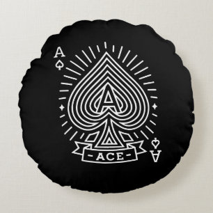 Cojín Redondo As of Spades — Emblema de monoline Sunburst