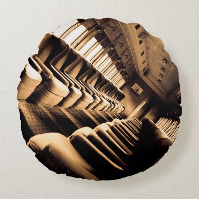 Cojín Redondo Asientos de tren de Sepia (Anverso)