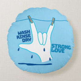 Cojín Redondo ASL Design - Wash, Rinse, and Dry Love ILY