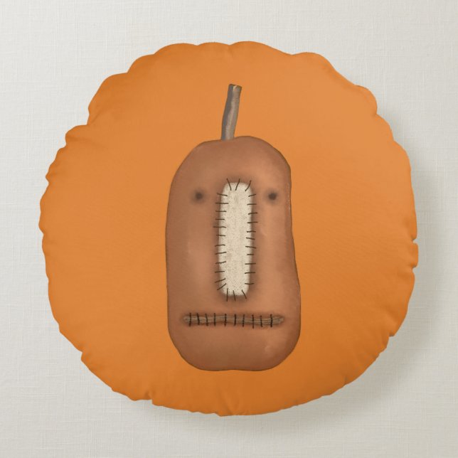 Cojín Redondo Asombrosa cara de calabaza de calabaza | Halloween (Anverso)