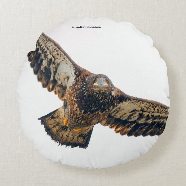 Cojín Redondo Asombroso águila calva viaja (Anverso)