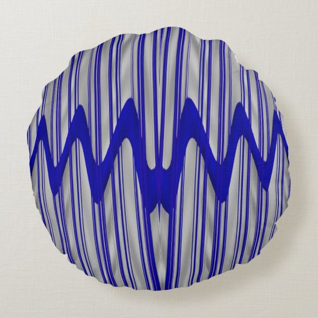 Cojín Redondo ¡Asombroso! Azul y blanco (Reverso)