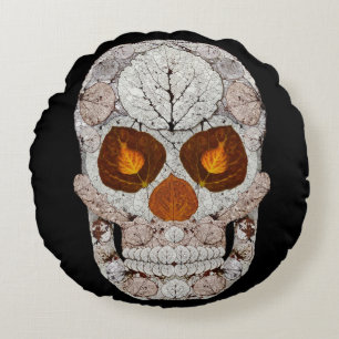 Cojín Redondo Aspen Leaf Skull 11