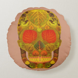 Cojín Redondo Aspen Leaf Skull 12