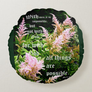 Cojín Redondo Astilbe con Marcos 10:27