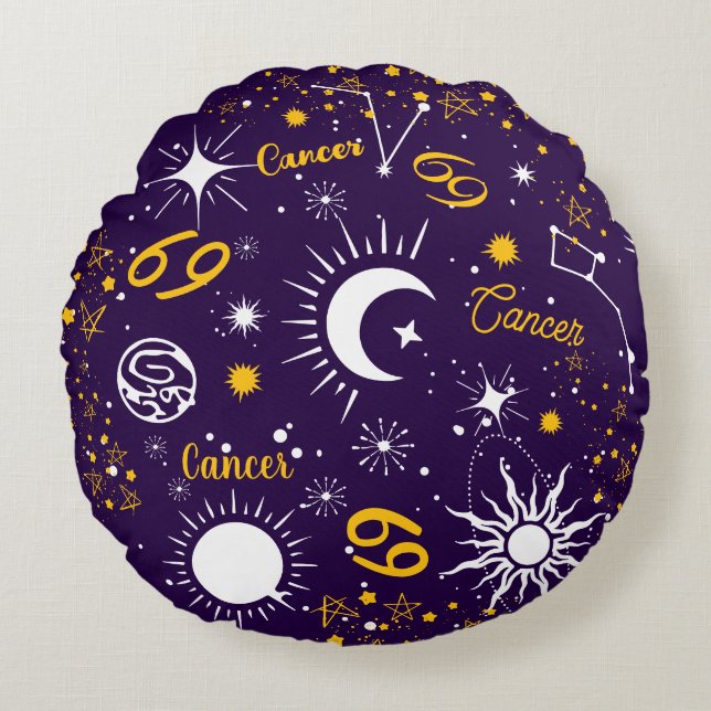 Cojín Redondo Astrología cangrejo de cáncer signo de nacimiento  (Anverso)