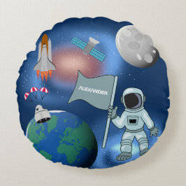 Cojín Redondo Astronauta en la galaxia espacial nombre personali
