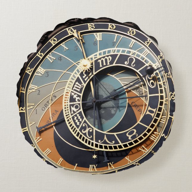 Cojín Redondo Astronomical Clock In Praque (Anverso)