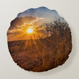Cojín Redondo Atardecer en el desierto de Kalahari, Namibia