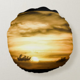 Cojín Redondo Atardecer En El Océano Pacífico