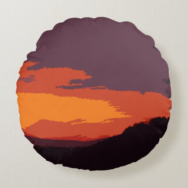Cojín Redondo Atardecer simplificado (Anverso)