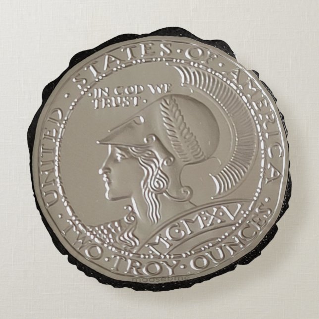 Cojín Redondo Athena y Owl Two Ounce .999+ Silver (Reverso)
