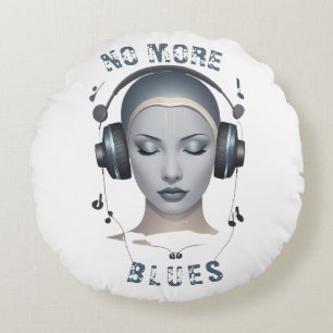 Cojín Redondo Auriculares musicales Blues redondeados Pillow