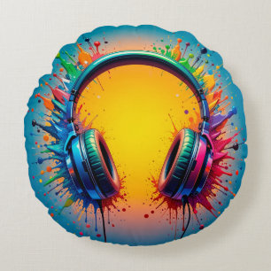 Cojín Redondo Auriculares Vibrantes Contra Salpicaduras de Color