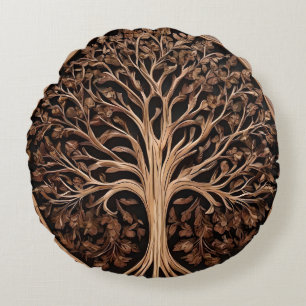 Cojín Redondo Australia: Impresión de madera de árbol de waratah