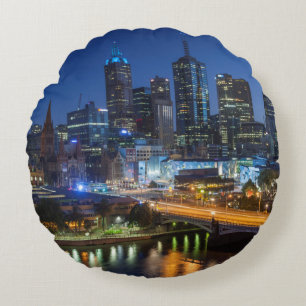 Cojín Redondo Australia, Victoria, Melbourne, paisaje urbano con