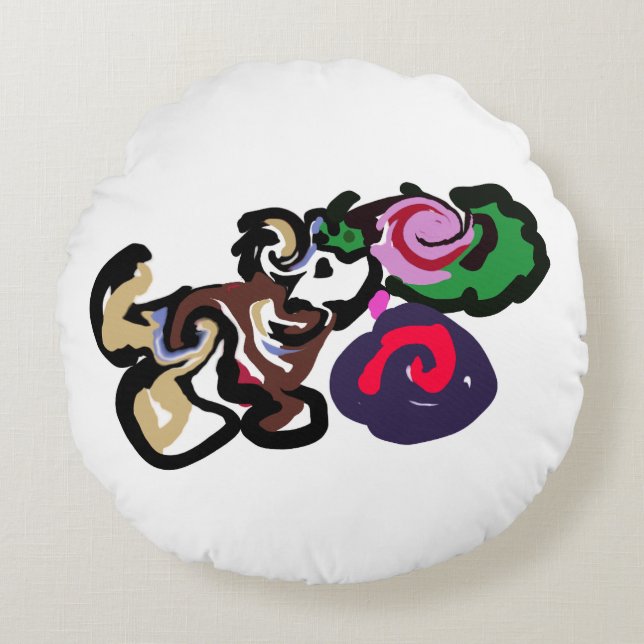 Cojín Redondo Australian shepherd and roses joy (Anverso)