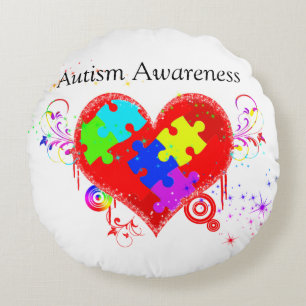 Cojín Redondo Autismo Corazón Brillante