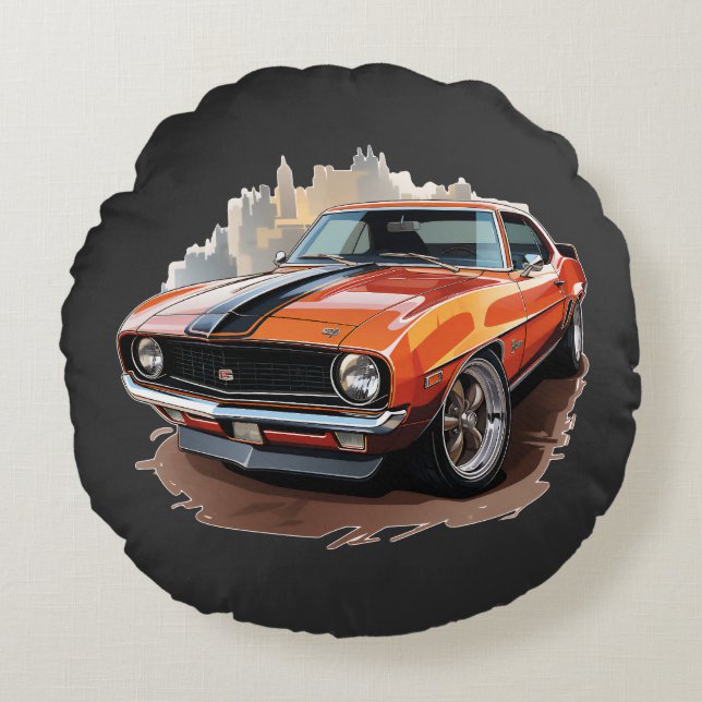 Cojín Redondo Auto muscular clásico (Anverso)