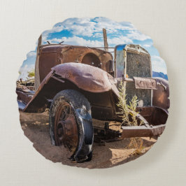 Cojín Redondo Auto viejo y abandonado #3 en Solitaire, Namibia
