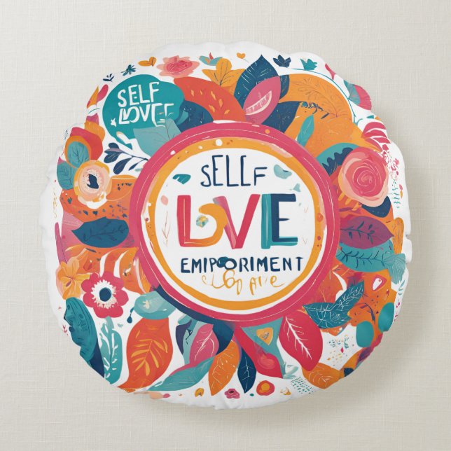 Cojín Redondo Autoamor y empoderamiento (Anverso)