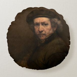 Cojín Redondo Autorretrato de Rembrandt: Pintor de la Edad de Or
