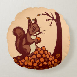 Cojín Redondo 🐿️ Autumn Squirrel Round Pillow - Peach