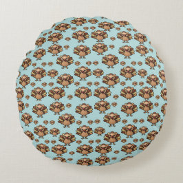 Cojín Redondo Autumn Turkey Pattern Pillow – Festive Thanksgivin