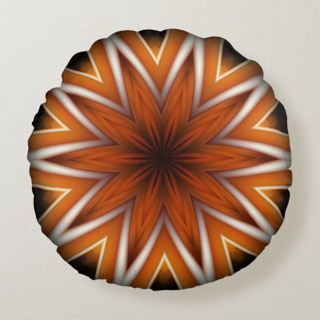 Cojín Redondo Avant-Garde ~ Starburst Russet Y Black 0211 ~ R (Anverso)