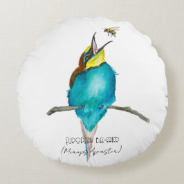 Cojín Redondo Ave acuarela (apicultor europeo)