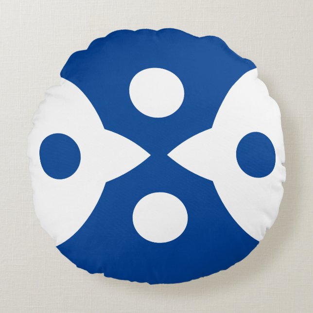 Cojín Redondo Aves abstractas Negrita Diseño sencillo Azul profu (Anverso)
