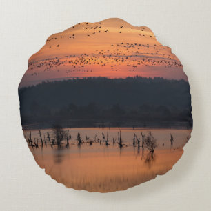 Cojín Redondo Aves al amanecer