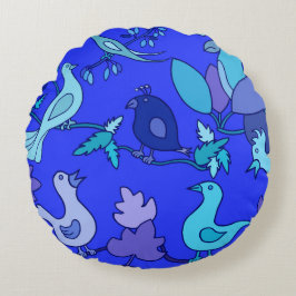 Cojín Redondo Aves azules
