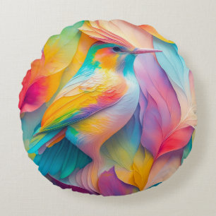 Cojín Redondo Aves de fantasía Pájaro de seda