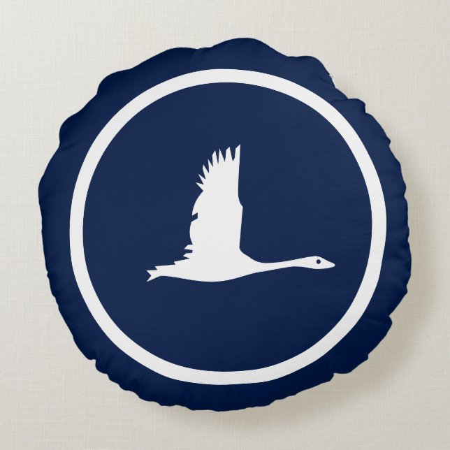 Cojín Redondo Aves de mar azul casi marina (Reverso)