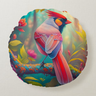 Cojín Redondo Aves fantasmas Cardenal masculino