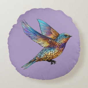 Cojín Redondo "Aviador Elegante" Ave Veloz Multicolor