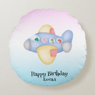 Cojín Redondo Avión de dinosaurio lindo Niños estudiantes fiesta