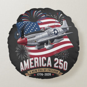 Cojín Redondo Avión del 250 Aniversario de América